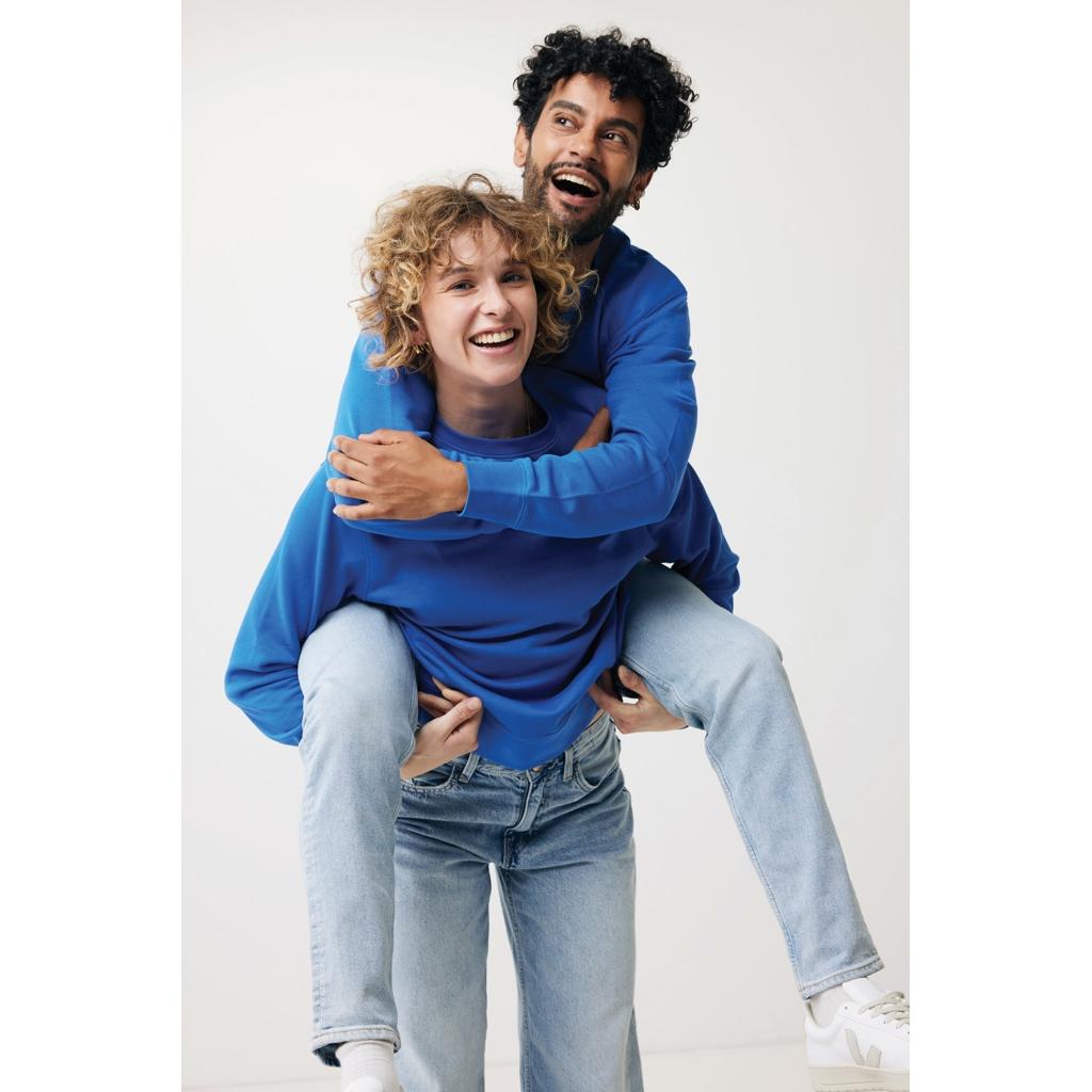 Pulover ușor cu guler rotund  din bumbac reciclat Iqoniq Etosha royal blue S