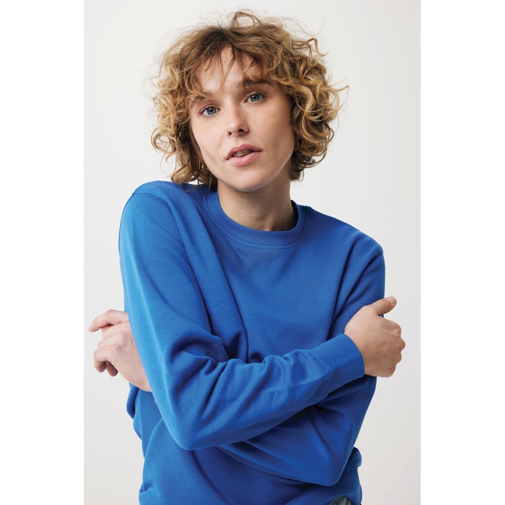 Pulover ușor cu guler rotund  din bumbac reciclat Iqoniq Etosha royal blue S