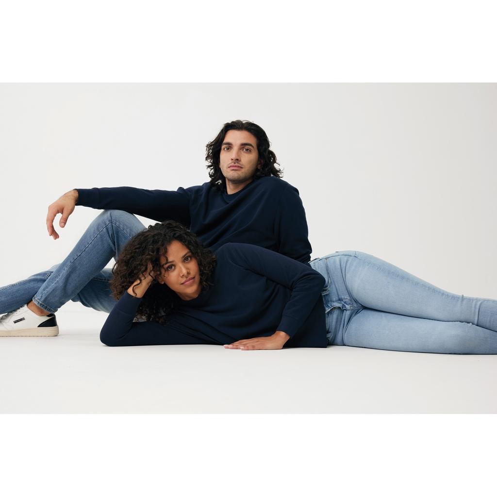 Pulover ușor cu guler rotund  din bumbac reciclat Iqoniq Etosha navy 5XL