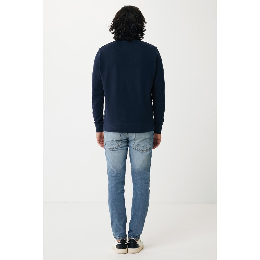 Pulover ușor cu guler rotund  din bumbac reciclat Iqoniq Etosha navy 5XL