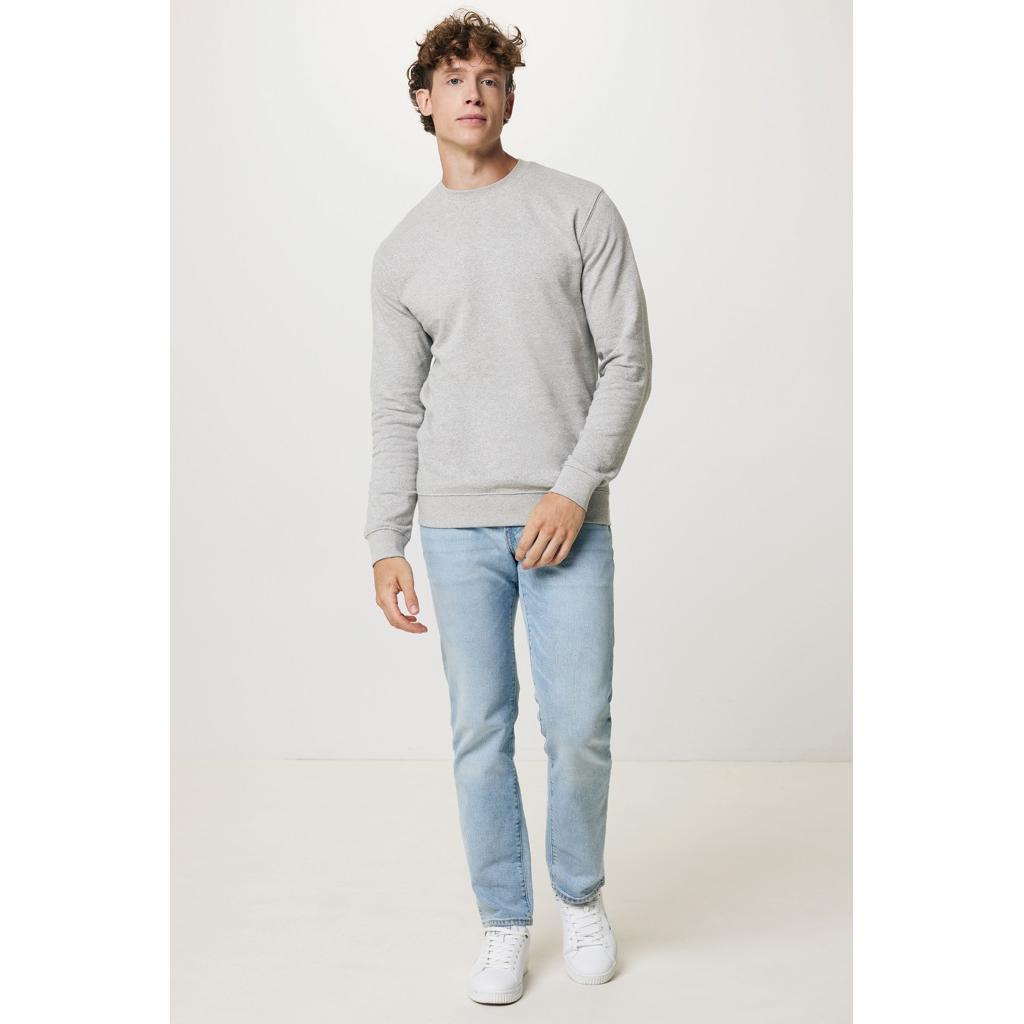 Pulover ușor cu guler rotund  din bumbac reciclat Iqoniq Etosha light heather grey S