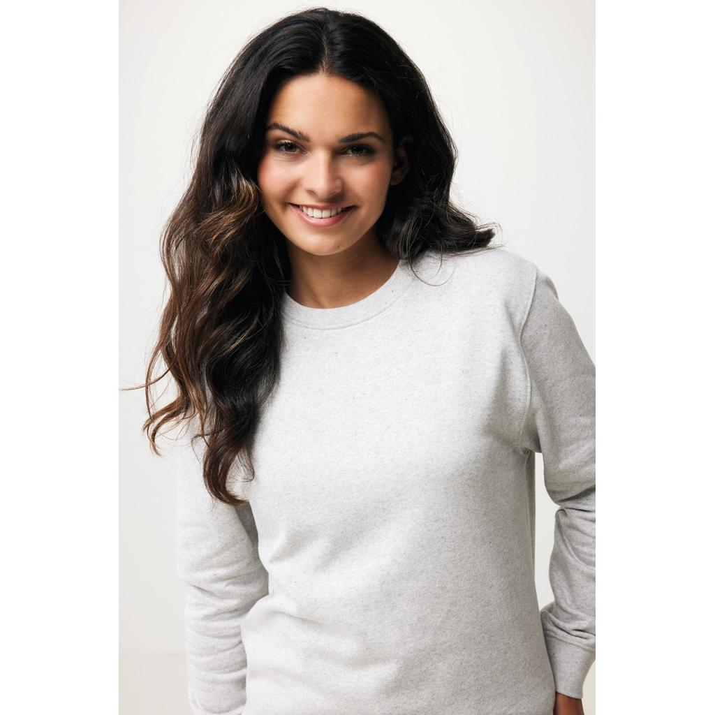 Pulover ușor cu guler rotund  din bumbac reciclat Iqoniq Etosha light heather grey S