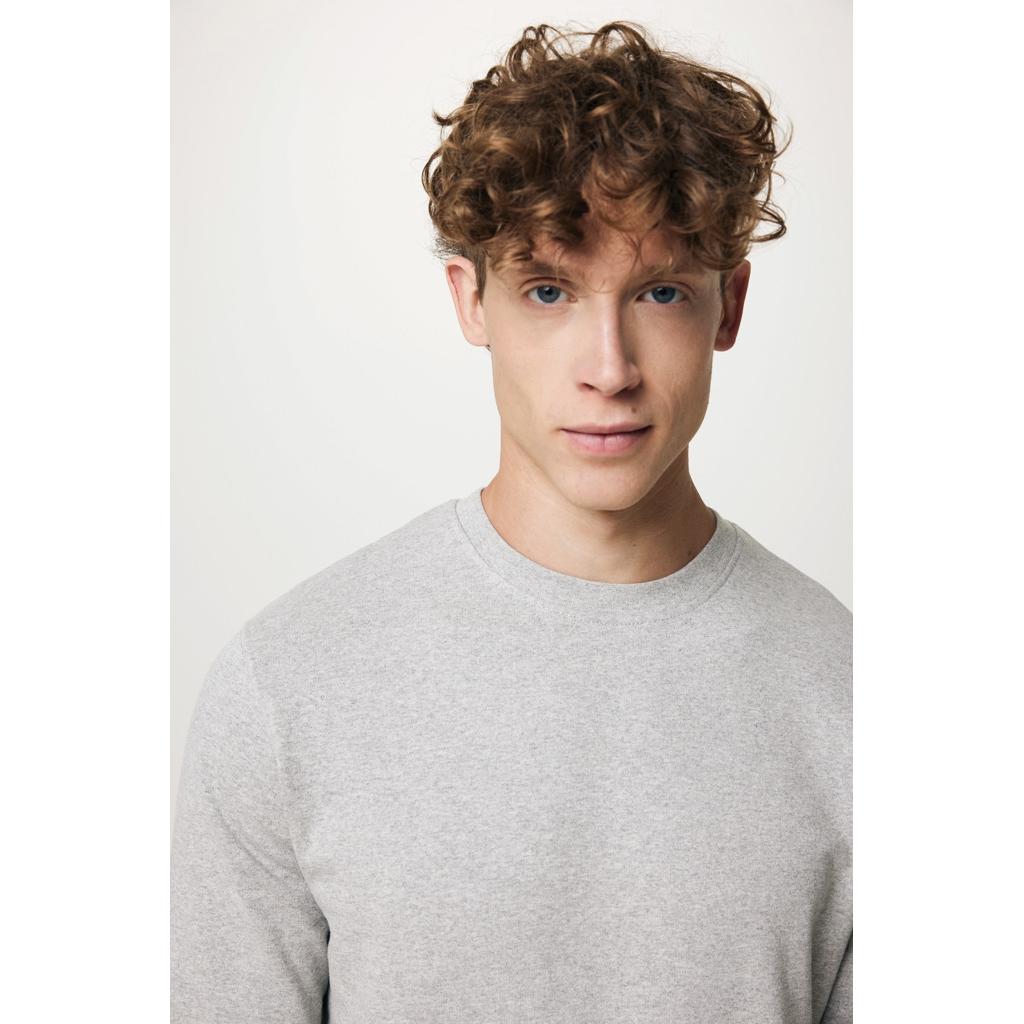 Pulover ușor cu guler rotund  din bumbac reciclat Iqoniq Etosha light heather grey S