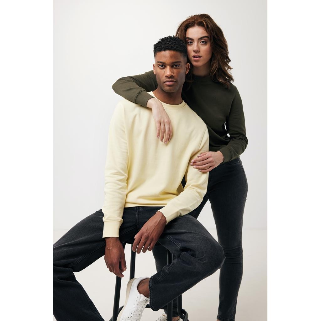 Pulover ușor cu guler rotund  din bumbac reciclat Iqoniq Etosha cream yellow XS