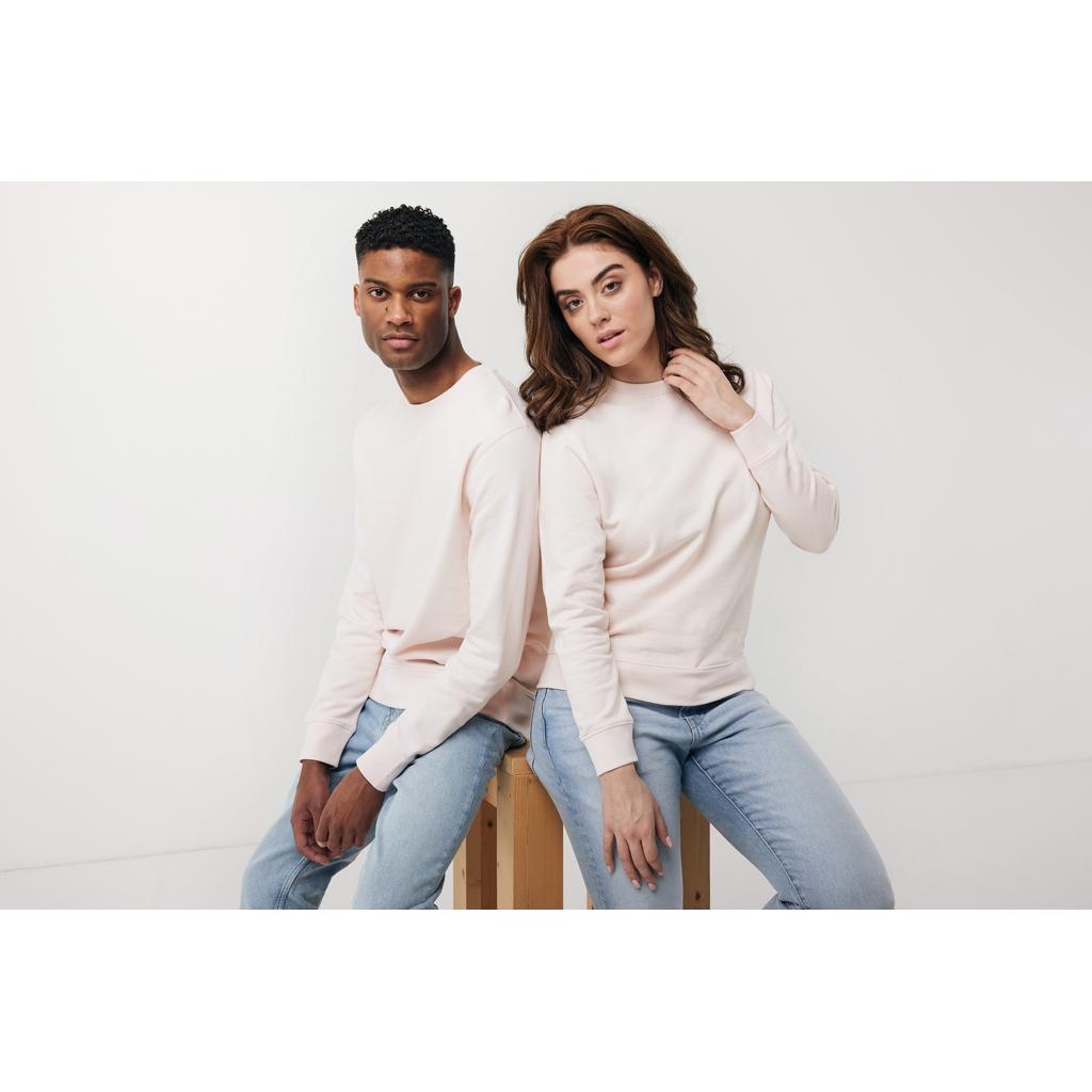 Pulover ușor cu guler rotund  din bumbac reciclat Iqoniq Etosha cloud pink 3XL