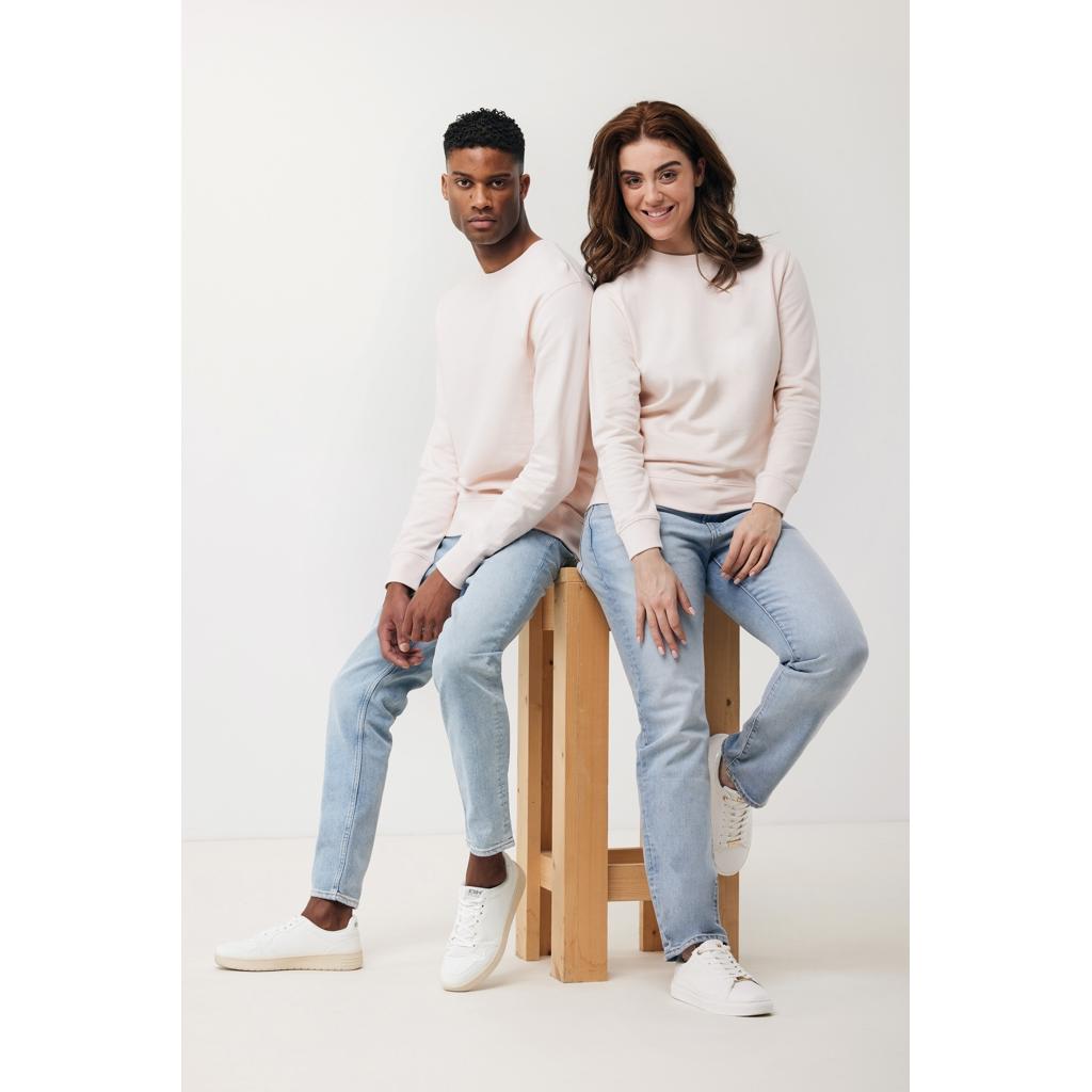 Pulover ușor cu guler rotund  din bumbac reciclat Iqoniq Etosha cloud pink 3XL