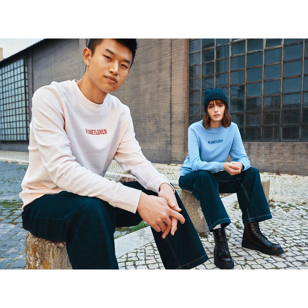 Pulover ușor cu guler rotund  din bumbac reciclat Iqoniq Etosha cloud pink 3XL