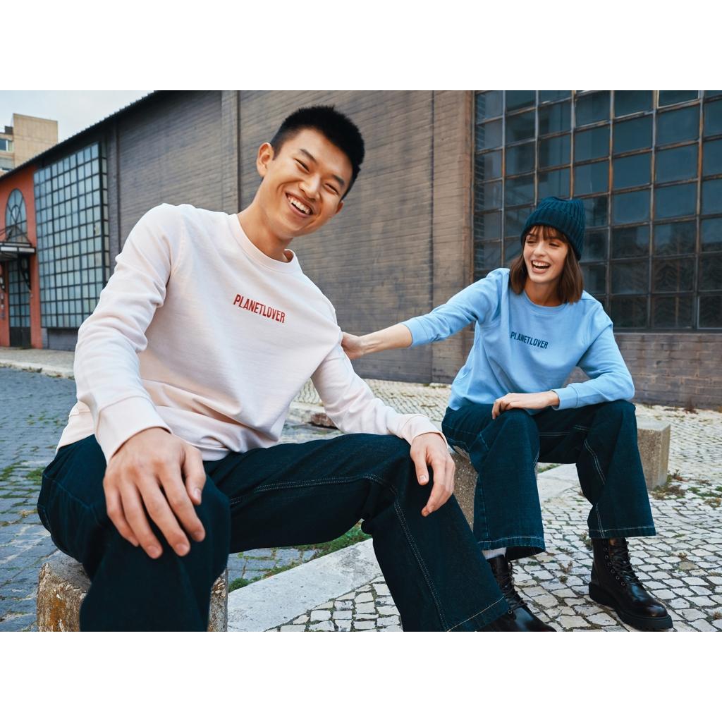 Pulover ușor cu guler rotund  din bumbac reciclat Iqoniq Etosha cloud pink 3XL