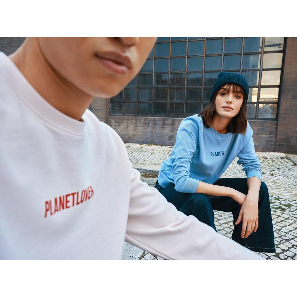 Pulover ușor cu guler rotund  din bumbac reciclat Iqoniq Etosha cloud pink 3XL