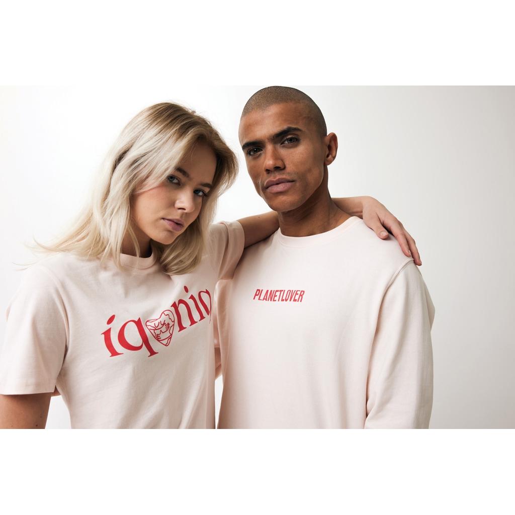 Pulover ușor cu guler rotund  din bumbac reciclat Iqoniq Etosha cloud pink 3XL