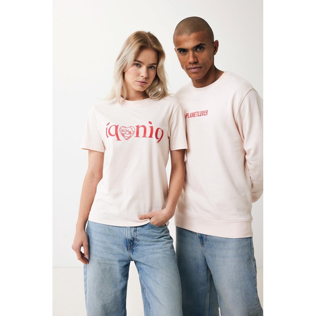 Pulover ușor cu guler rotund  din bumbac reciclat Iqoniq Etosha cloud pink 3XL