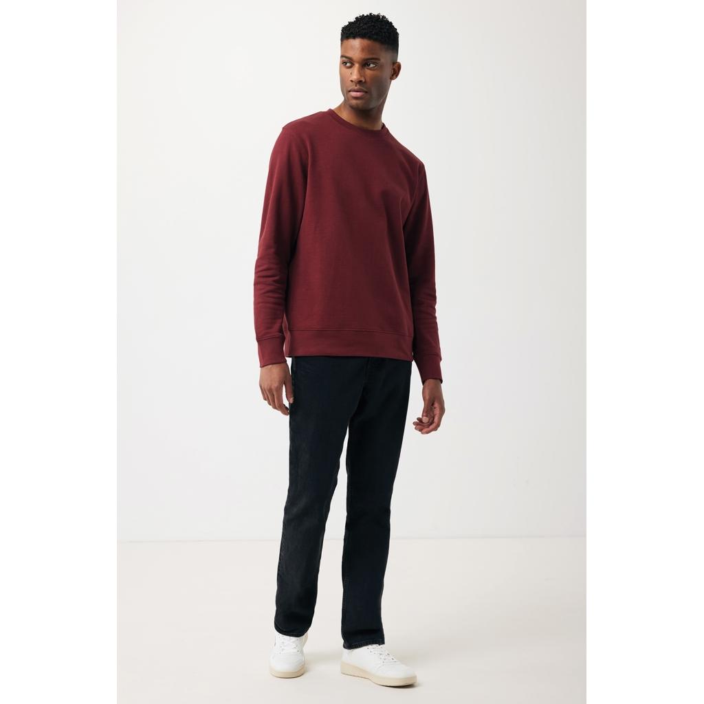 Pulover ușor cu guler rotund  din bumbac reciclat Iqoniq Etosha burgundy