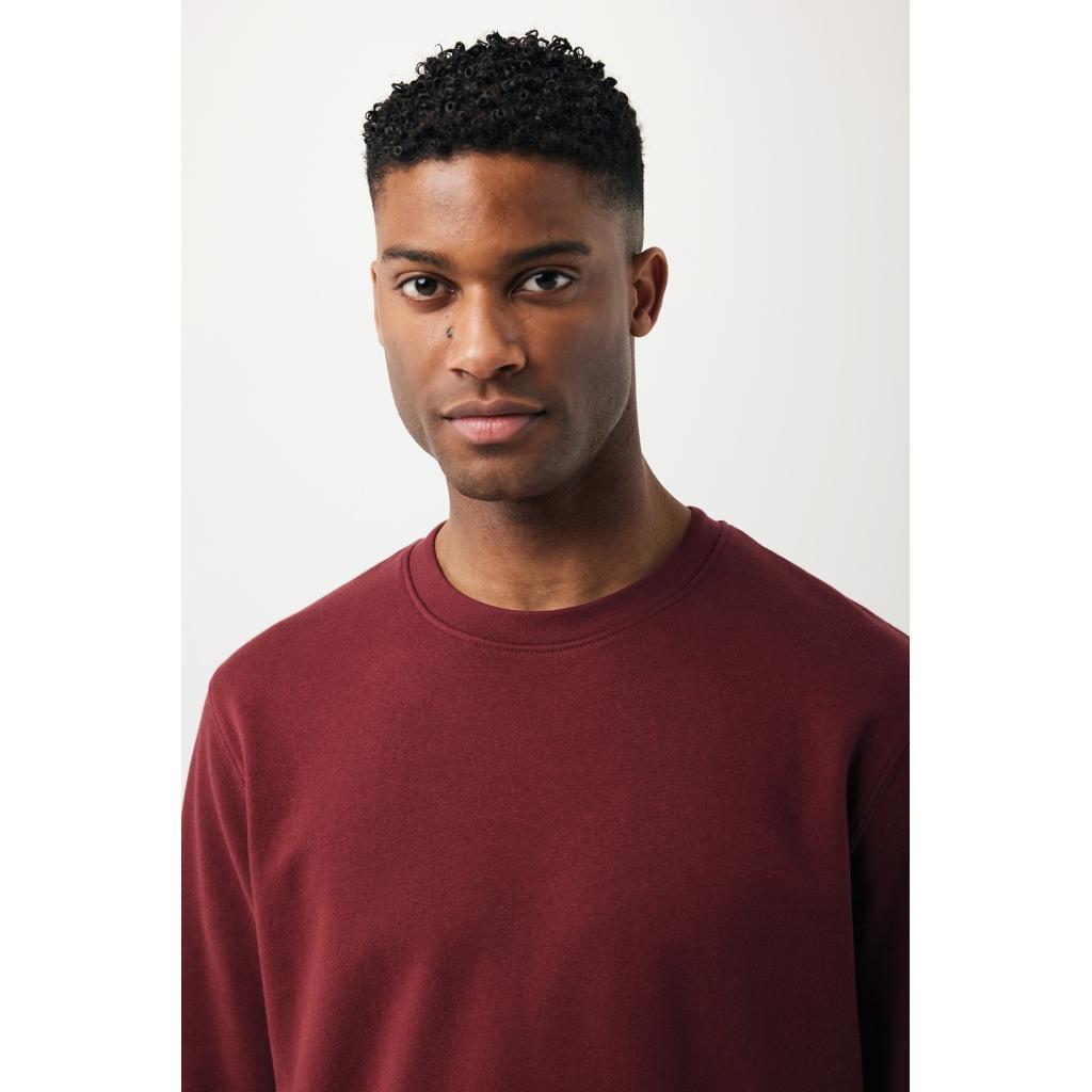 Pulover ușor cu guler rotund  din bumbac reciclat Iqoniq Etosha burgundy XL