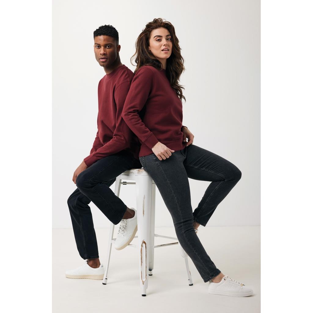 Pulover ușor cu guler rotund  din bumbac reciclat Iqoniq Etosha burgundy XL