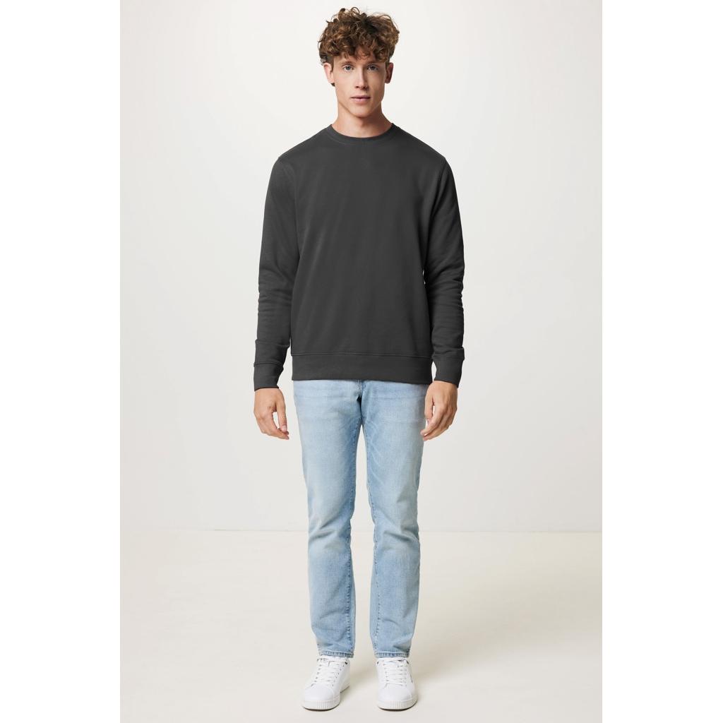 Pulover ușor cu guler rotund  din bumbac reciclat Iqoniq Etosha anthracite 3XL