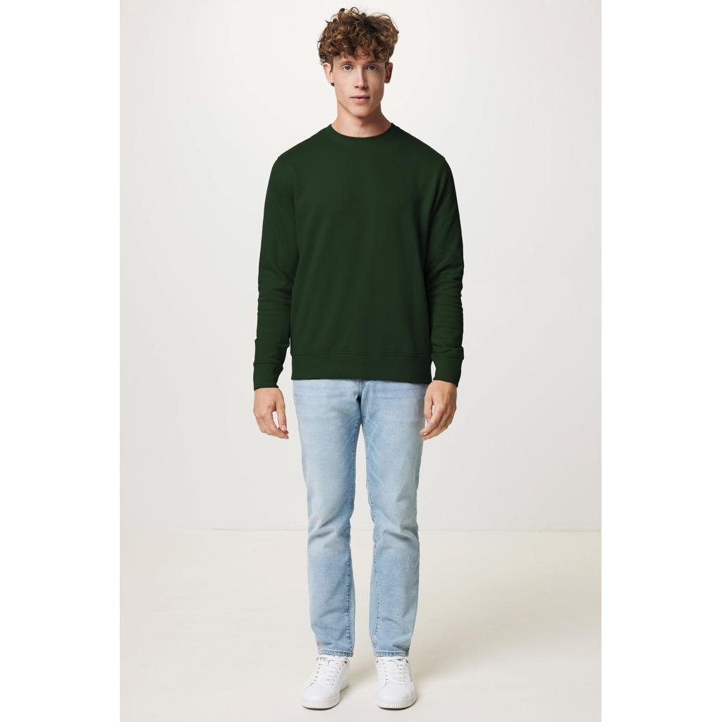 Pulover ușor cu guler rotund  din bumbac reciclat Iqoniq Etosha forest green XL