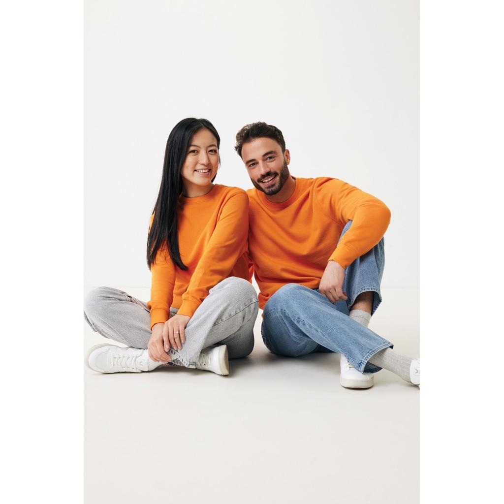 Pulover ușor cu guler rotund  din bumbac reciclat Iqoniq Etosha orange 2XS