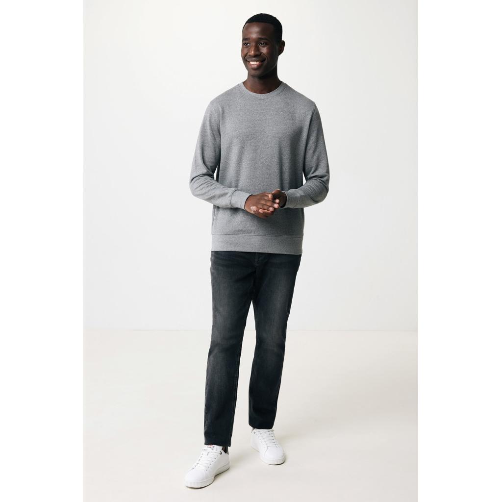 Pulover ușor cu guler rotund  din bumbac reciclat Iqoniq Etosha light heather anthracite 2XS