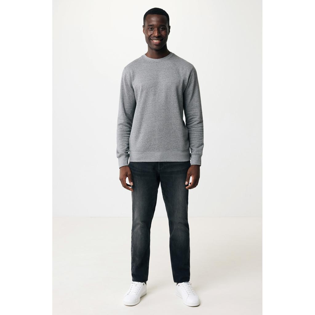 Pulover ușor cu guler rotund  din bumbac reciclat Iqoniq Etosha light heather anthracite 2XS
