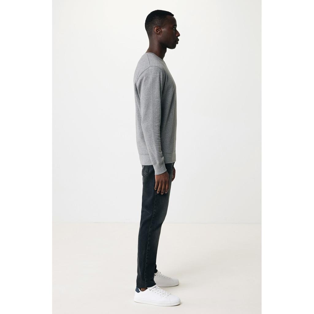 Pulover ușor cu guler rotund  din bumbac reciclat Iqoniq Etosha light heather anthracite 2XS