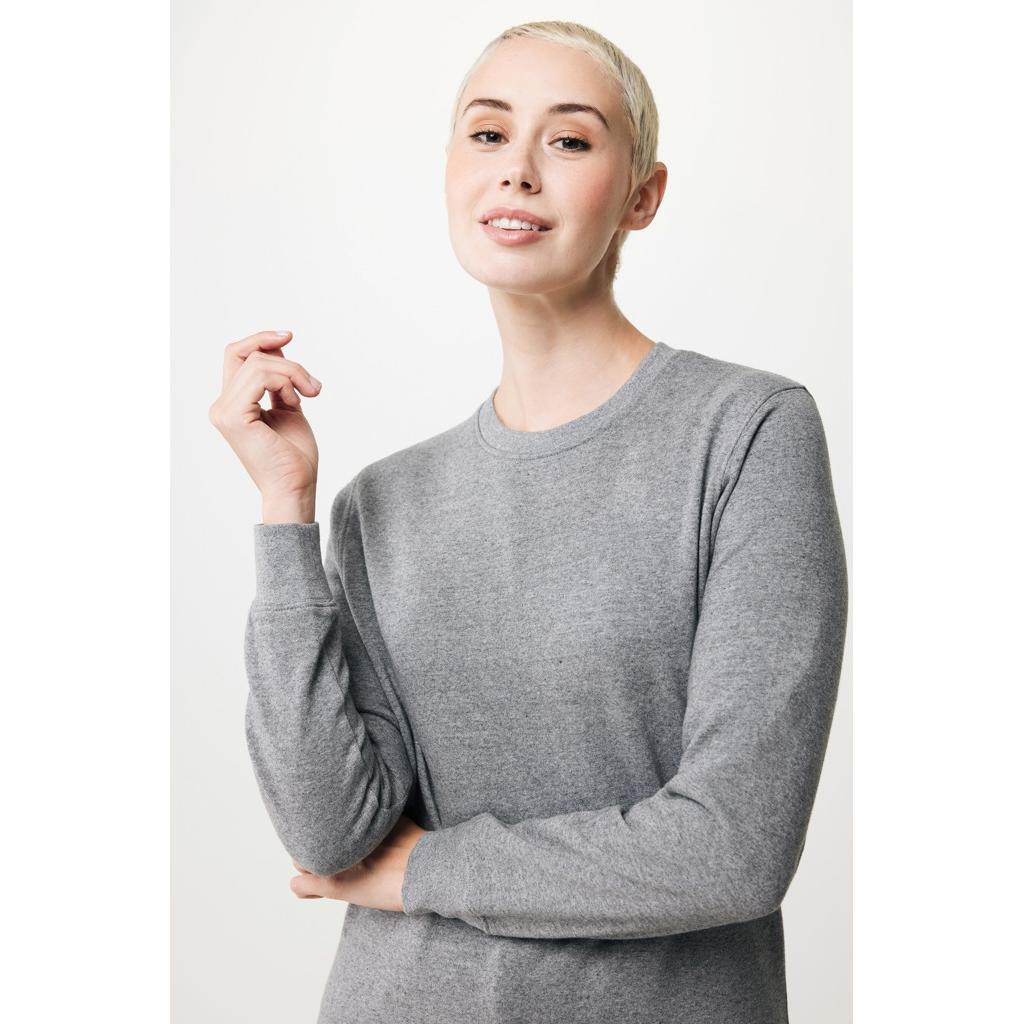 Pulover ușor cu guler rotund  din bumbac reciclat Iqoniq Etosha light heather anthracite 2XS