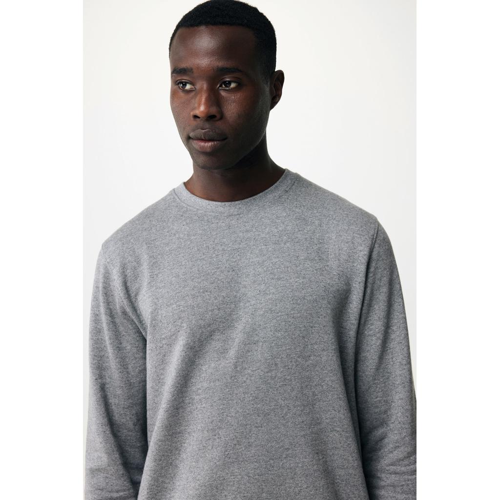 Pulover ușor cu guler rotund  din bumbac reciclat Iqoniq Etosha light heather anthracite 2XS