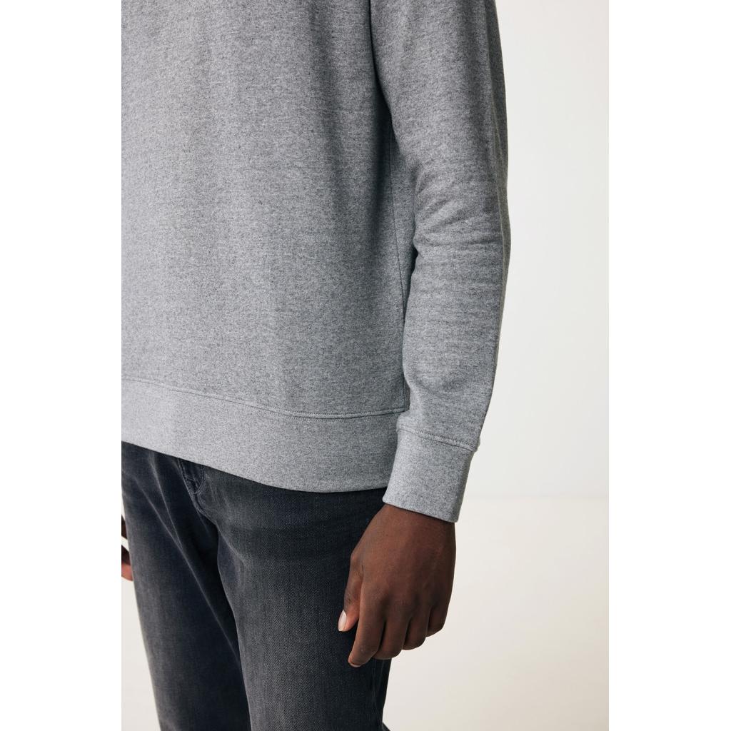Pulover ușor cu guler rotund  din bumbac reciclat Iqoniq Etosha light heather anthracite 2XS