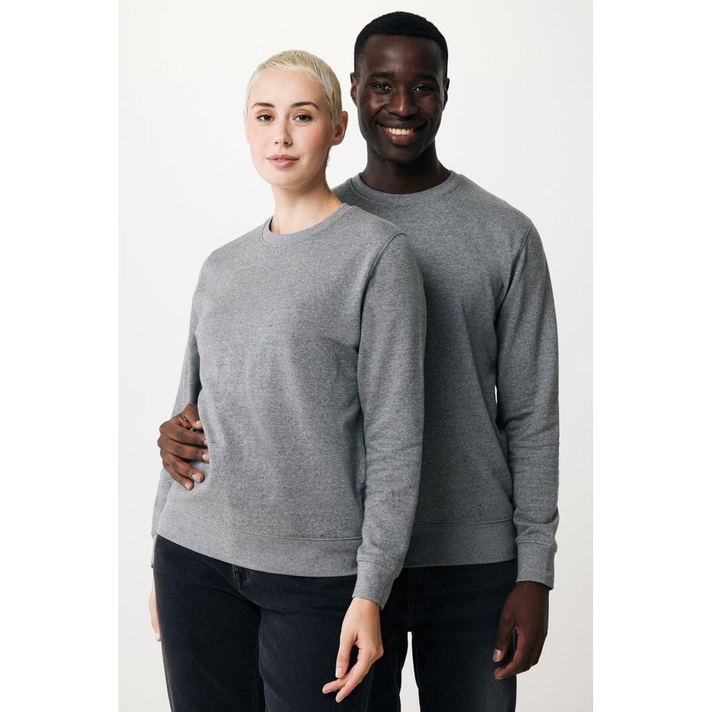 Pulover ușor cu guler rotund  din bumbac reciclat Iqoniq Etosha light heather anthracite 2XS