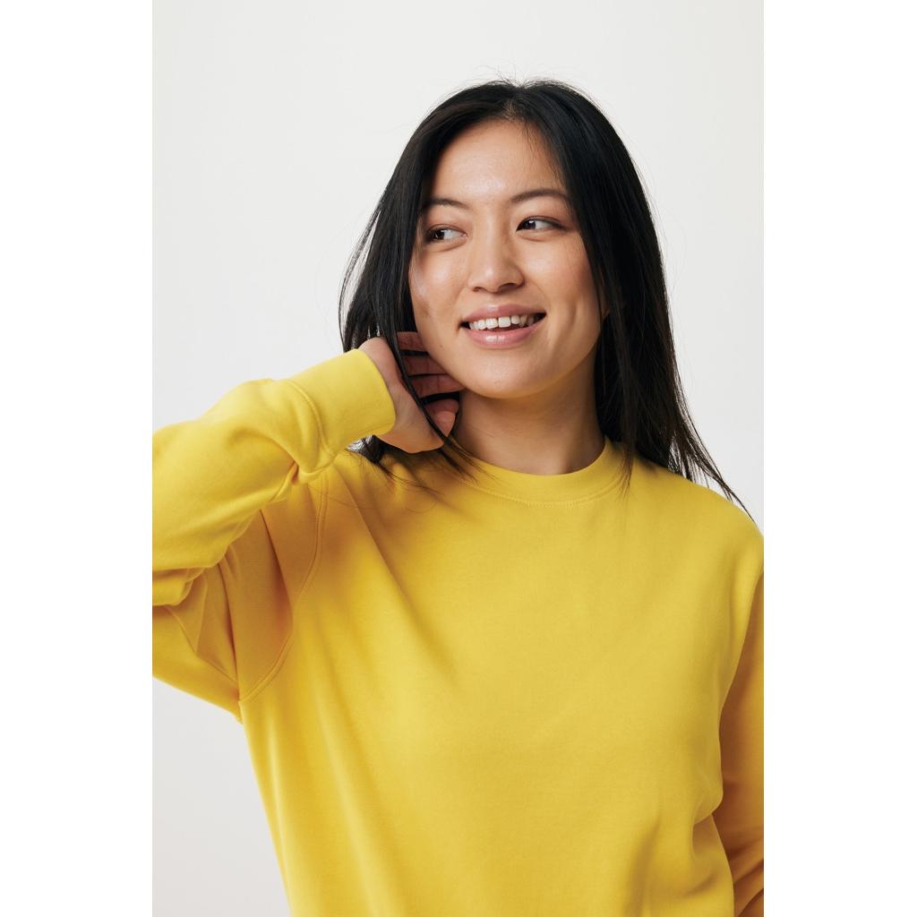 Pulover ușor cu guler rotund  din bumbac reciclat Iqoniq Etosha yellow S