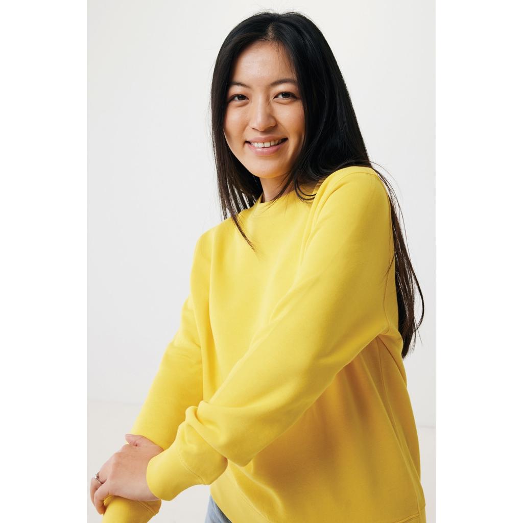 Pulover ușor cu guler rotund  din bumbac reciclat Iqoniq Etosha yellow S