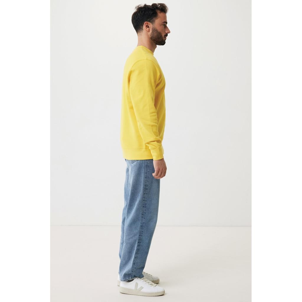 Pulover ușor cu guler rotund  din bumbac reciclat Iqoniq Etosha yellow S