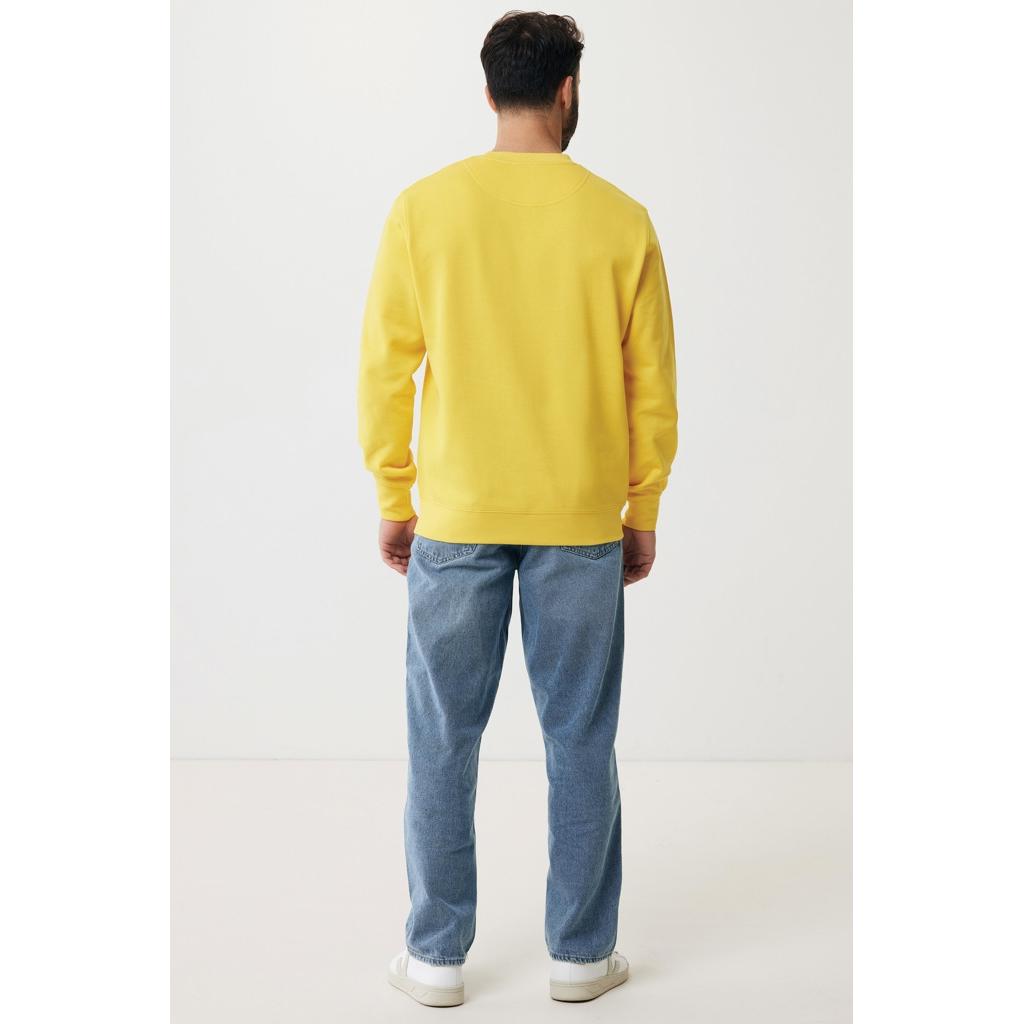 Pulover ușor cu guler rotund  din bumbac reciclat Iqoniq Etosha yellow S