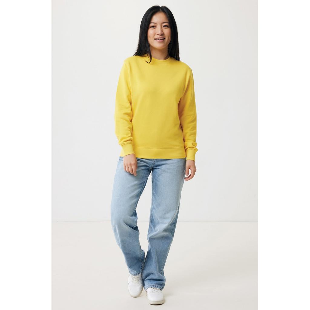 Pulover ușor cu guler rotund  din bumbac reciclat Iqoniq Etosha yellow S