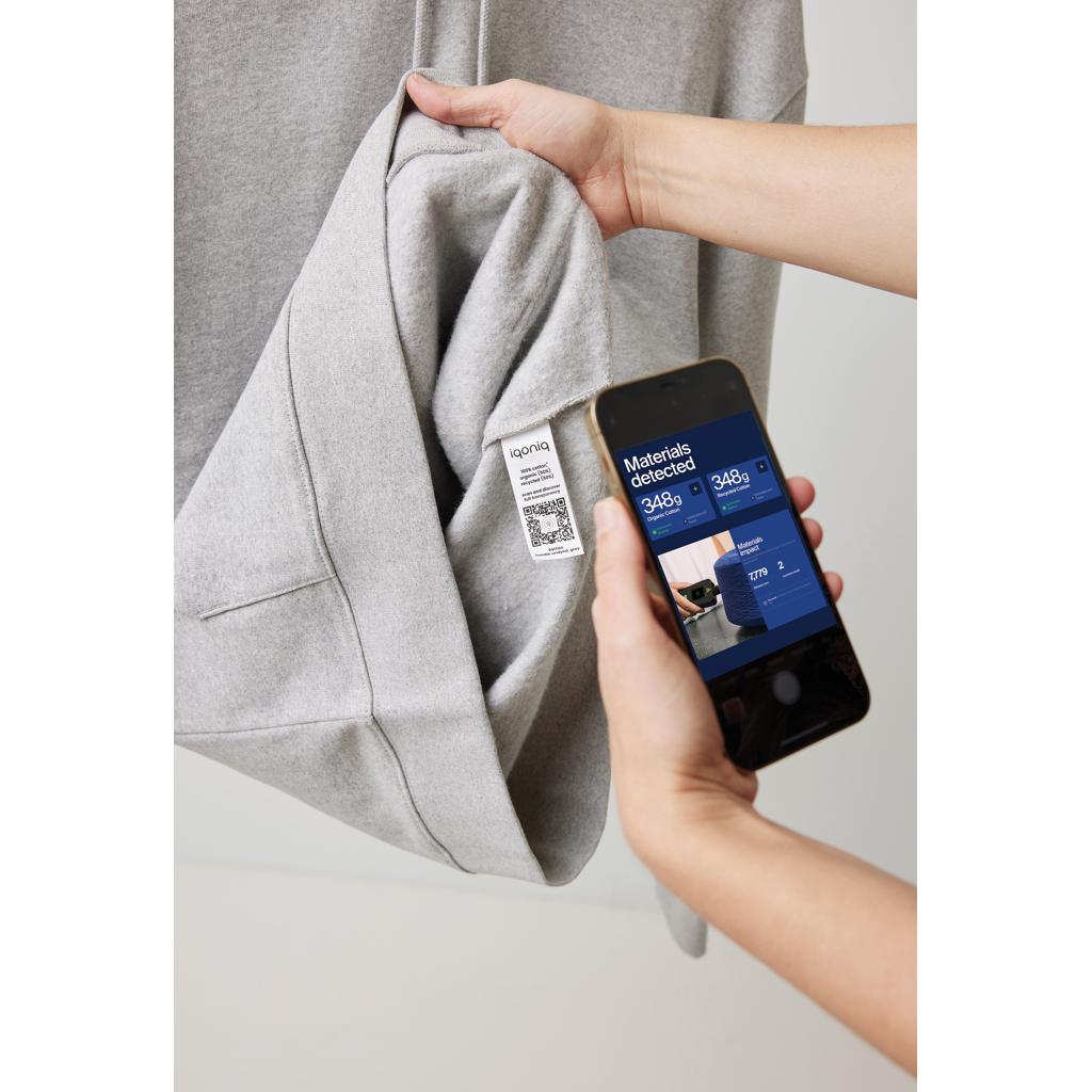 Hanorac din bumbac reciclat, necolorat Iqoniq Torres heather grey M