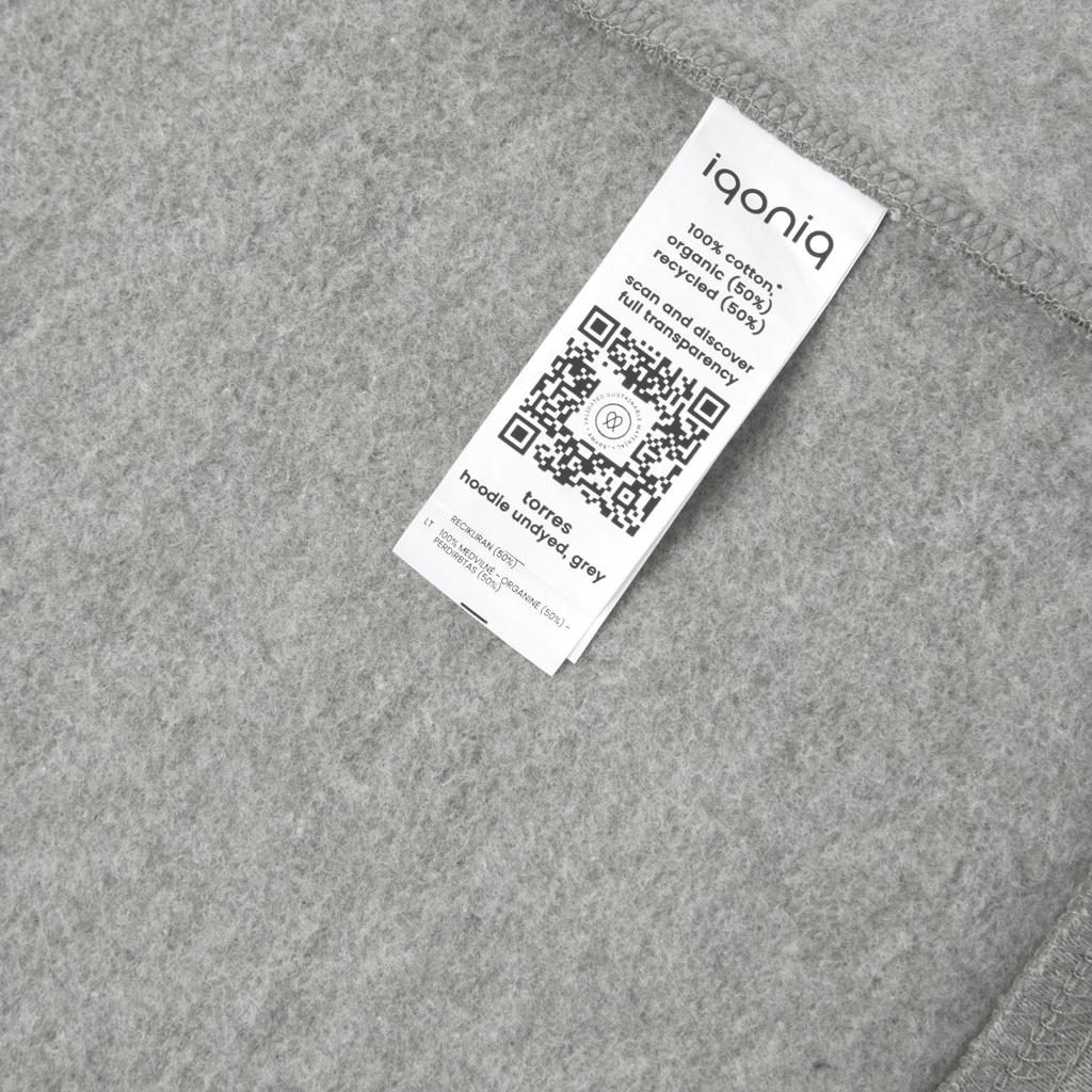 Hanorac din bumbac reciclat, necolorat Iqoniq Torres heather grey M