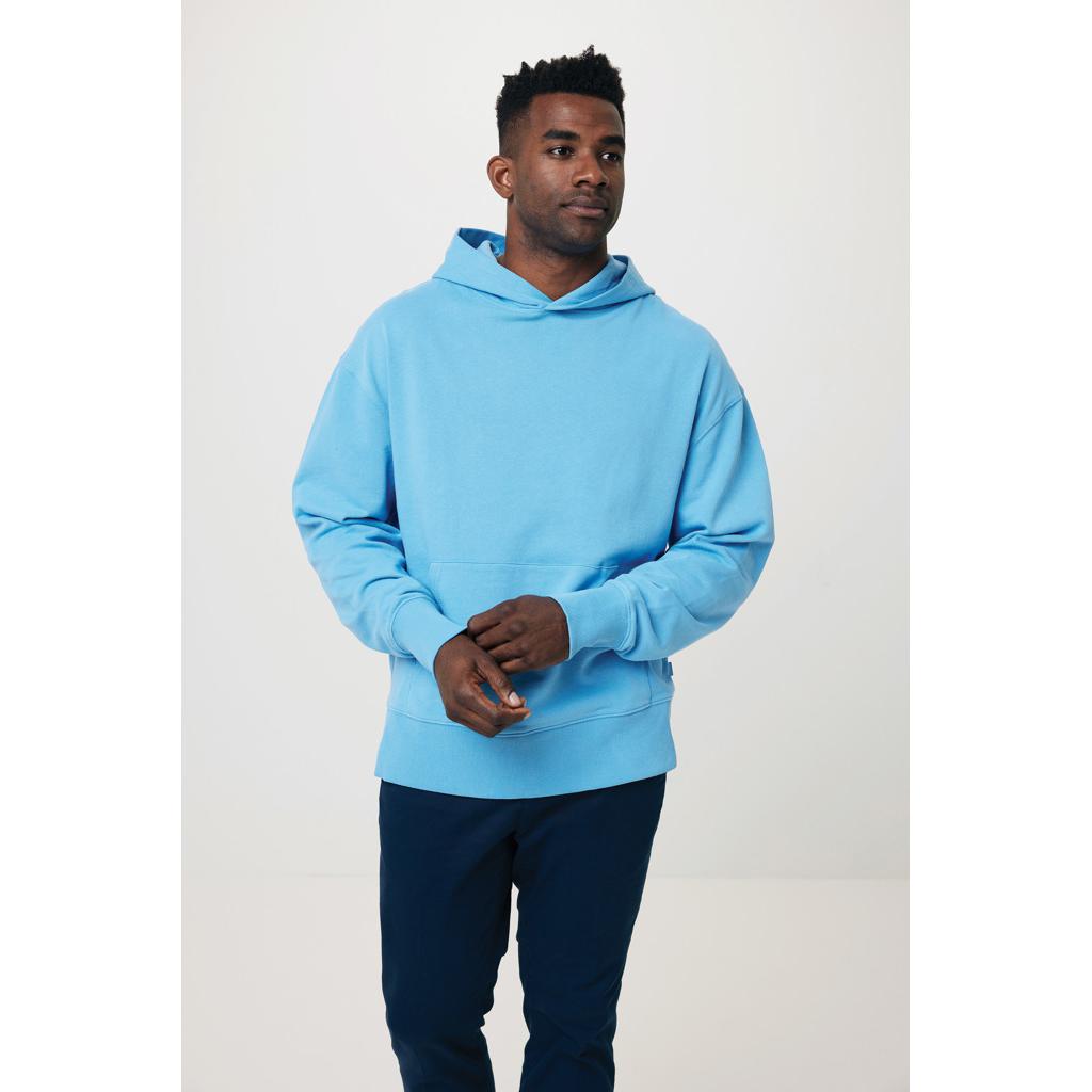 Hanorac relaxat din bumbac reciclat Iqoniq Yoho tranquil blue M
