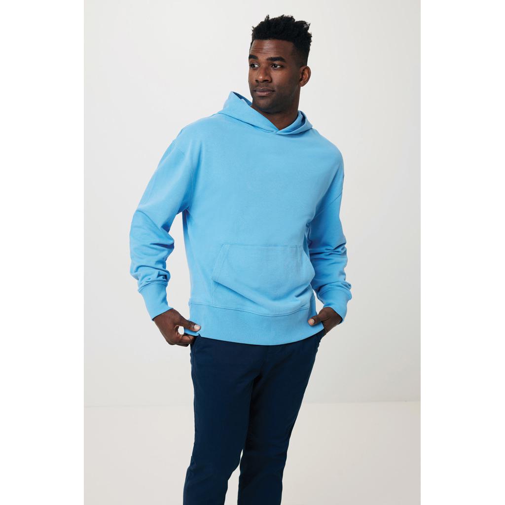 Hanorac relaxat din bumbac reciclat Iqoniq Yoho tranquil blue M