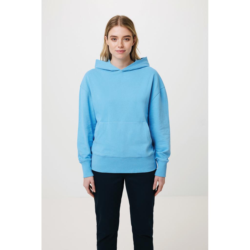 Hanorac relaxat din bumbac reciclat Iqoniq Yoho tranquil blue M