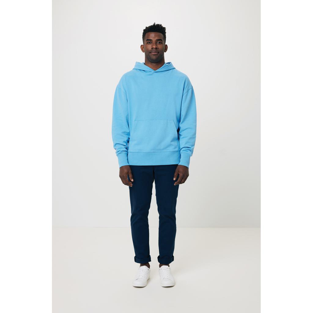 Hanorac relaxat din bumbac reciclat Iqoniq Yoho tranquil blue M