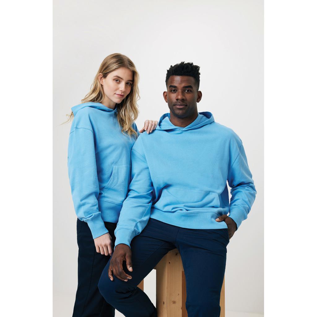 Hanorac relaxat din bumbac reciclat Iqoniq Yoho tranquil blue M