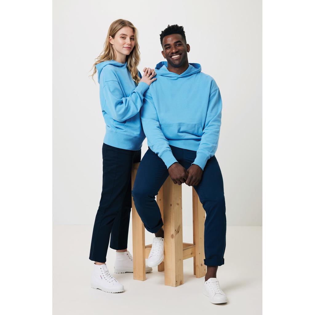 Hanorac relaxat din bumbac reciclat Iqoniq Yoho tranquil blue