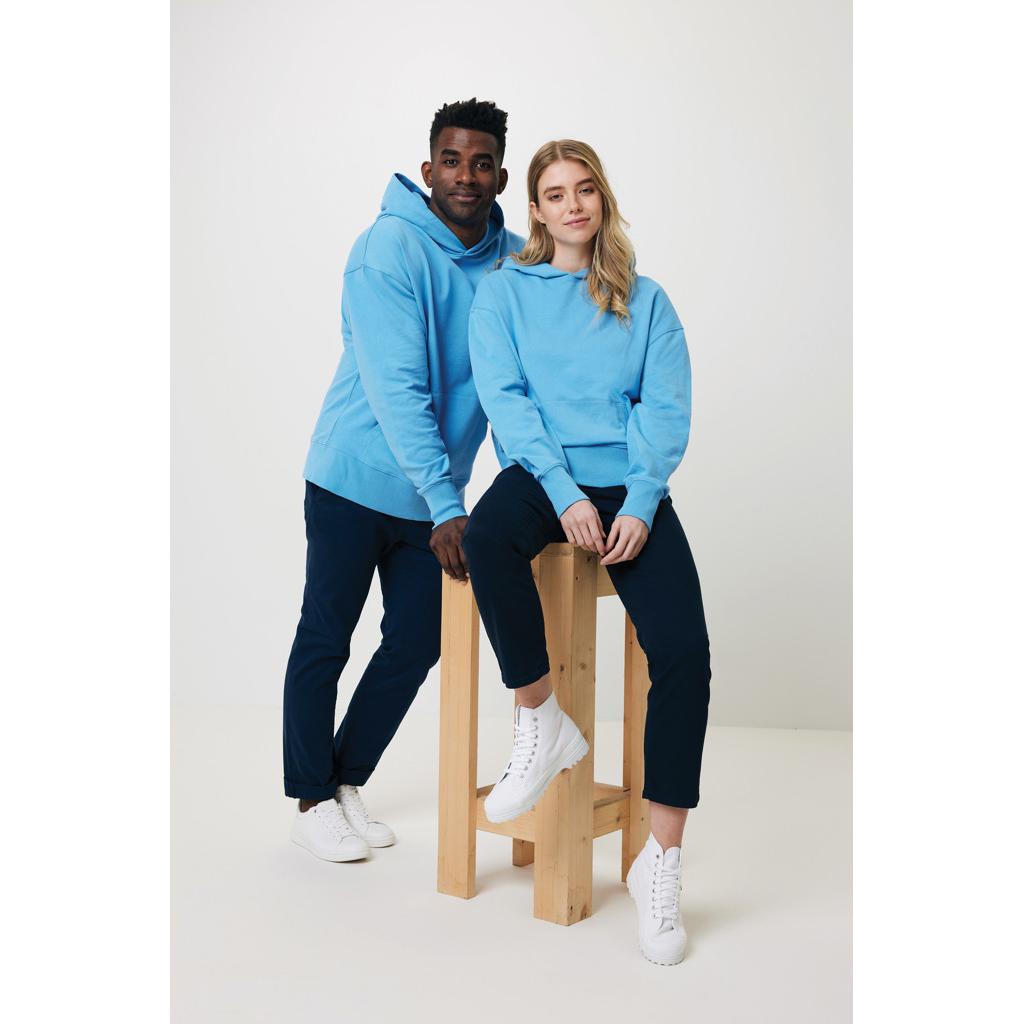 Hanorac relaxat din bumbac reciclat Iqoniq Yoho tranquil blue M