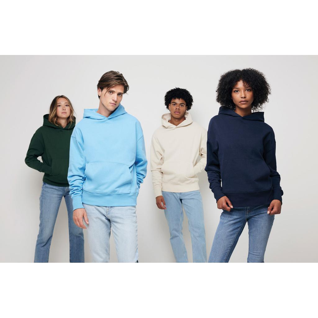 Hanorac relaxat din bumbac reciclat Iqoniq Yoho tranquil blue