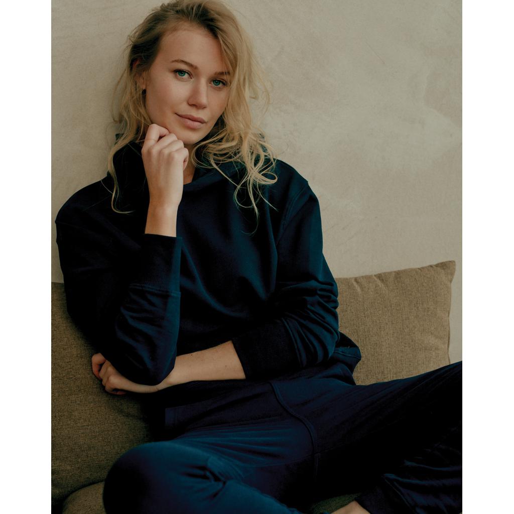 Hanorac relaxat din bumbac reciclat Iqoniq Yoho navy XL