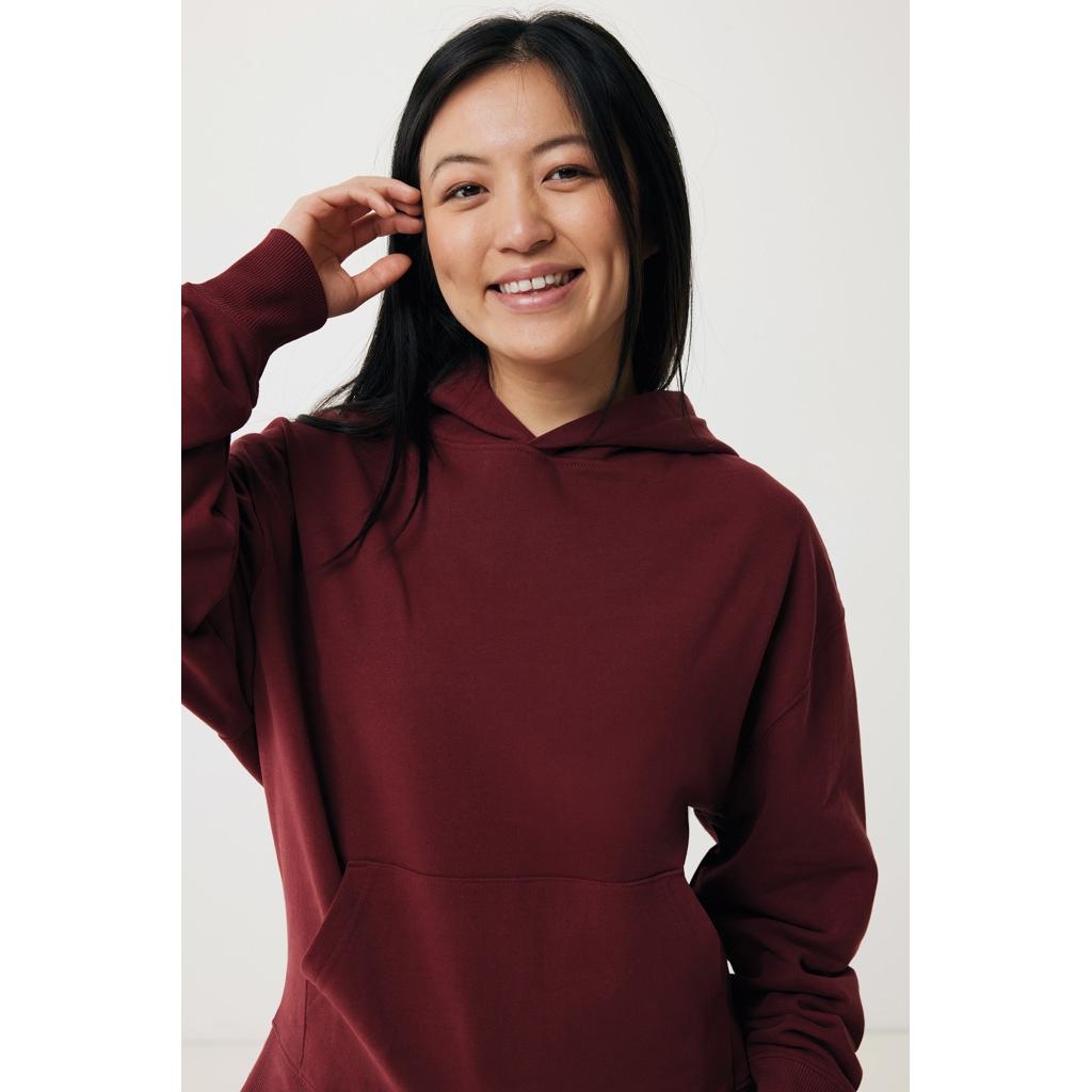 Hanorac relaxat din bumbac reciclat Iqoniq Yoho burgundy XXL