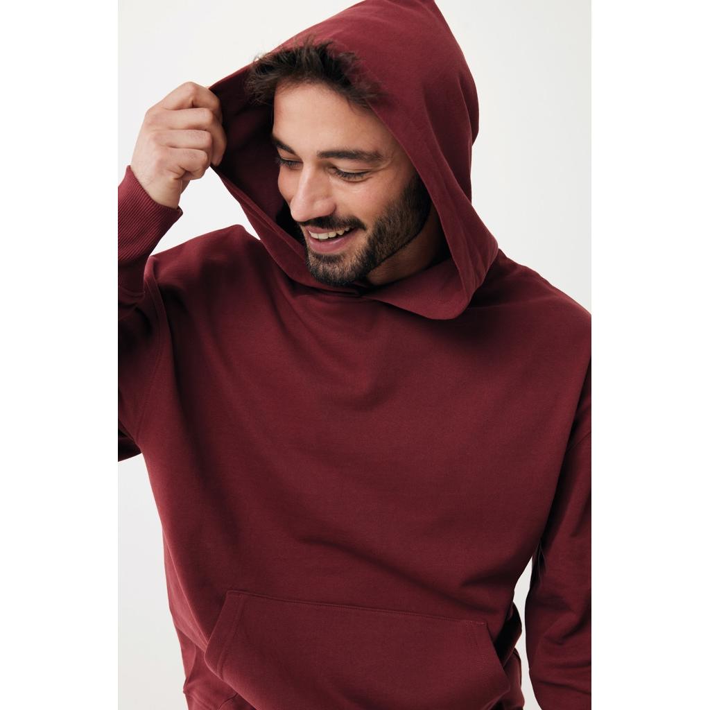 Hanorac relaxat din bumbac reciclat Iqoniq Yoho burgundy XXL