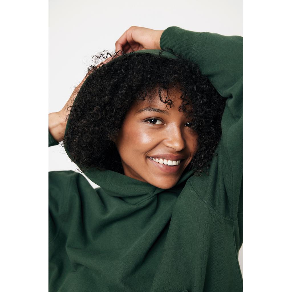 Hanorac relaxat din bumbac reciclat Iqoniq Yoho forest green L