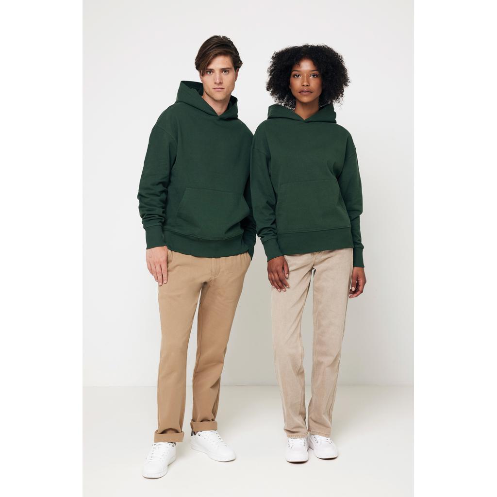 Hanorac relaxat din bumbac reciclat Iqoniq Yoho forest green L