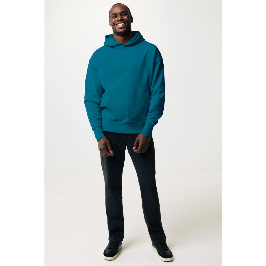 Hanorac relaxat din bumbac reciclat Iqoniq Yoho dark teal M