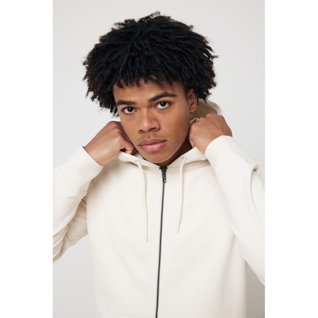 Hanorac cu fermoar din bumbac reciclat Iqoniq Abisko natural raw 5XL